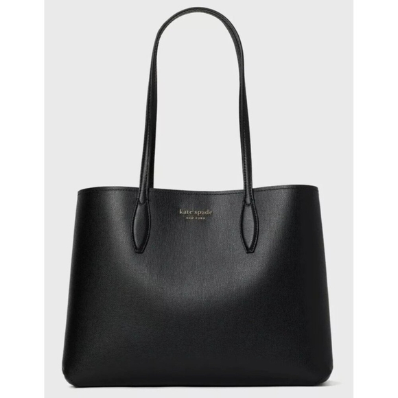 New Kate Spade All Day Large Tote Leather Black Multi - Picture 2 of 16